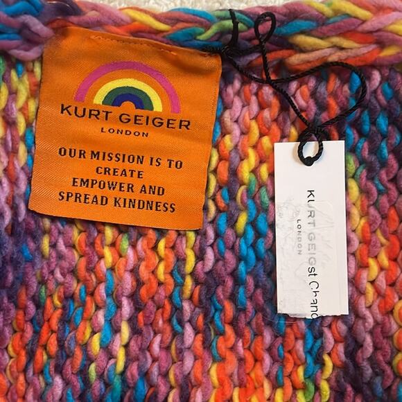 Kurt Geiger Multicolor Rainbow Knit Scarf New - Picture 3 of 5